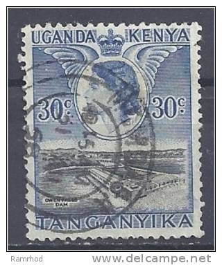 KUT 1954 Queen Elizabeth - Owen Falls Dam - 30c. Black And Blue FU - Kenya, Ouganda & Tanganyika