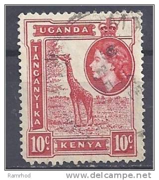 KUT 1954 Queen Elizabeth - Giraffe - 10c. Red FU - Kenya, Ouganda & Tanganyika