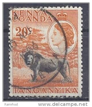 KUT 1954 Queen Elizabeth - Lion - 20c. Black And Orange FU - Kenya, Ouganda & Tanganyika