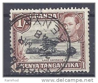 KUT 1938 George VI Lake Naivasha 1s. Black And Brown FU - Kenya, Uganda & Tanganyika