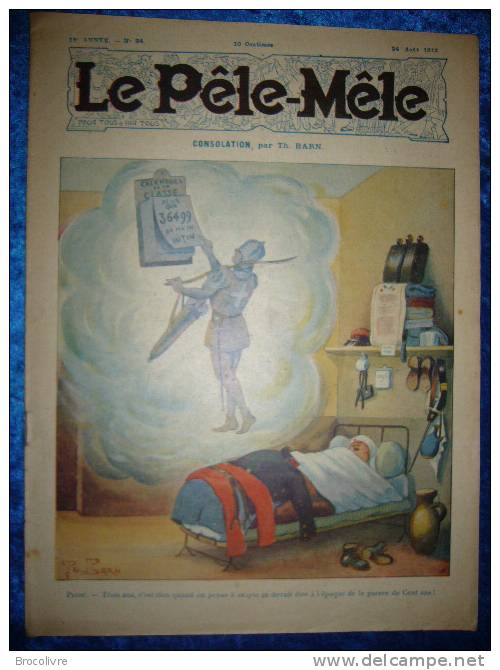 -Le Pele Mêle-24 Aout 1913-Couverture Par Th Barn-(Rabier,O´Galop,Armengol Etc....) - Autres & Non Classés