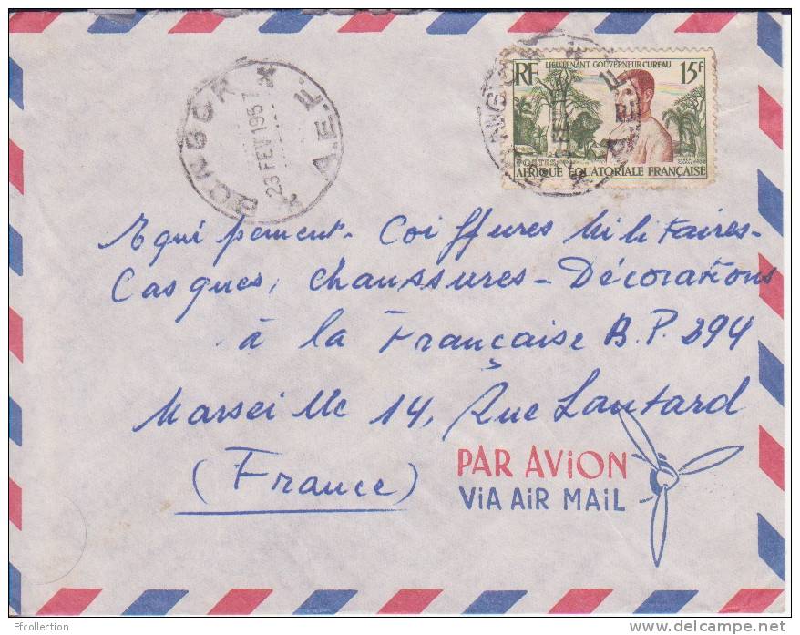 Bongor Tchad Afrique Colonie Française Lettre Par Avion Pour Marseille Marcophilie - Lettres & Documents
