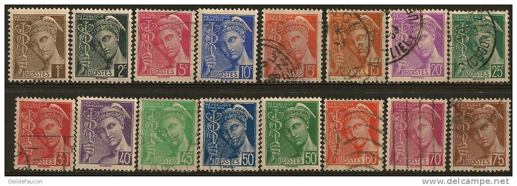 FRANCE - Yvert  - 404/16A - Cote 7.75 € - 1938-42 Mercurius