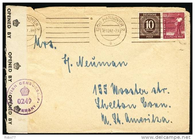 1947 Germany. French Zone. Hanover 2, 16.10.47 (G52c002) - Covers & Documents