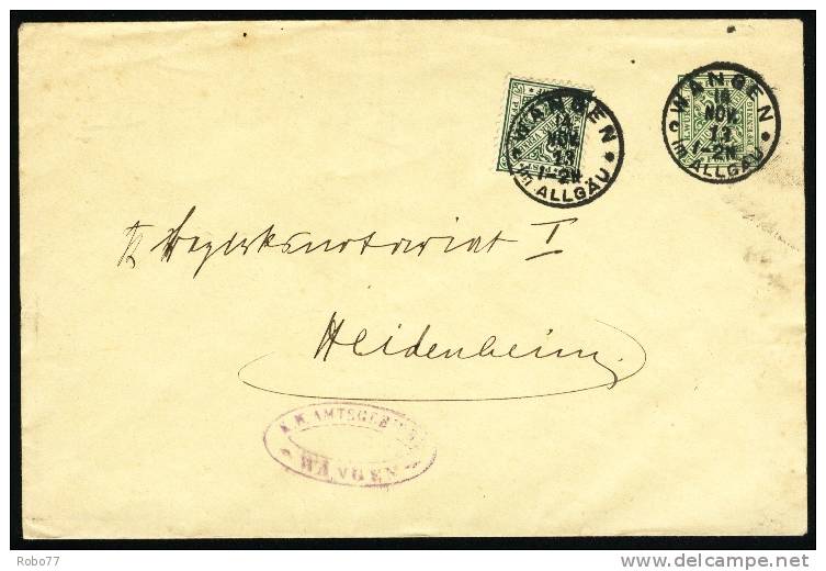 1913 Wurttemberg Cover. Mich DU 14. Wangen 14.Nov.13. (G48b007) - Entiers Postaux