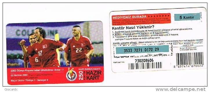 TURCHIA  (TURKEY)  -  TURKCELL  (GSM RECHARGE) - FOOTBALL: WORLD CUP 2002 (TURKEY 1 SENEGAL 0)   -  USED - RIF. 4608 - Turchia