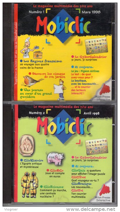 Lot De 4 MOBICLIC   N° 1 , 2 , 3 , 4  Mars à Juin 1998        CD Rom  Mobiclic   édition Milan   Neuf - CD
