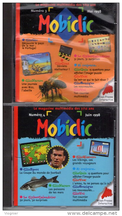 Lot De 4 MOBICLIC   N° 1 , 2 , 3 , 4  Mars à Juin 1998        CD Rom  Mobiclic   édition Milan   Neuf - CD