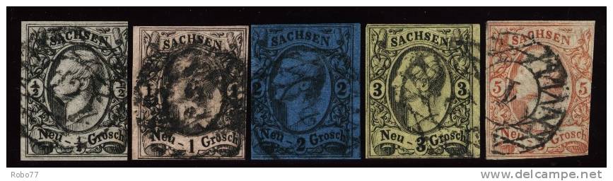 1855-60. Germany - Saxony.  Used Stamps. Scott Nr. 9-13. Cat. 70 USD  (G68a014) - Sachsen