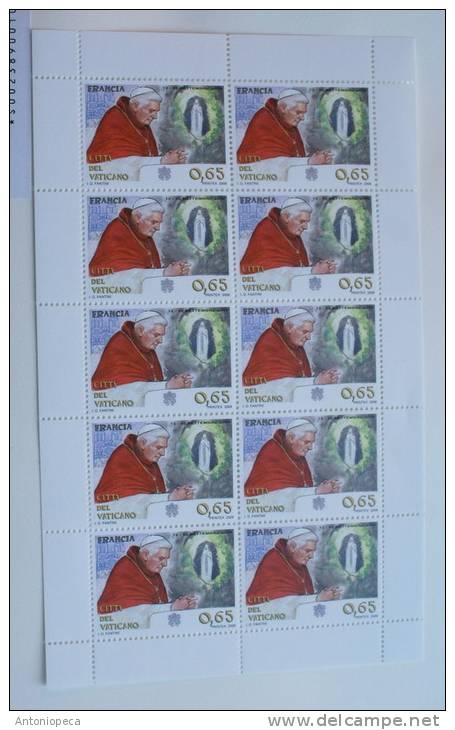 VATICAN 2009 - POPE JOURNEYS -3 SHEETS OF 10 MNH** - Blocks & Sheetlets & Panes