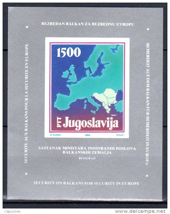 YOUGOSLAVIE - 1988:  "Conférence Des Ministres Des Pays Balkaniques"- N° BF 30** - Hojas Y Bloques