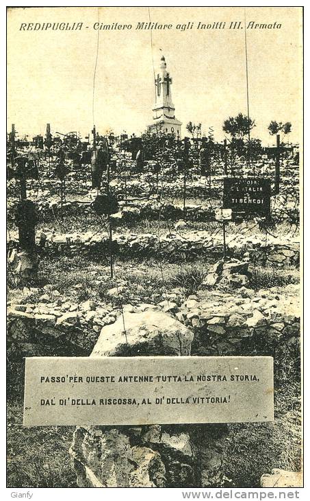 REDIPUGLIA CIMITERO MILITARE INVITTI IIIa ARMATA 1920 ANTENNE - War Cemeteries