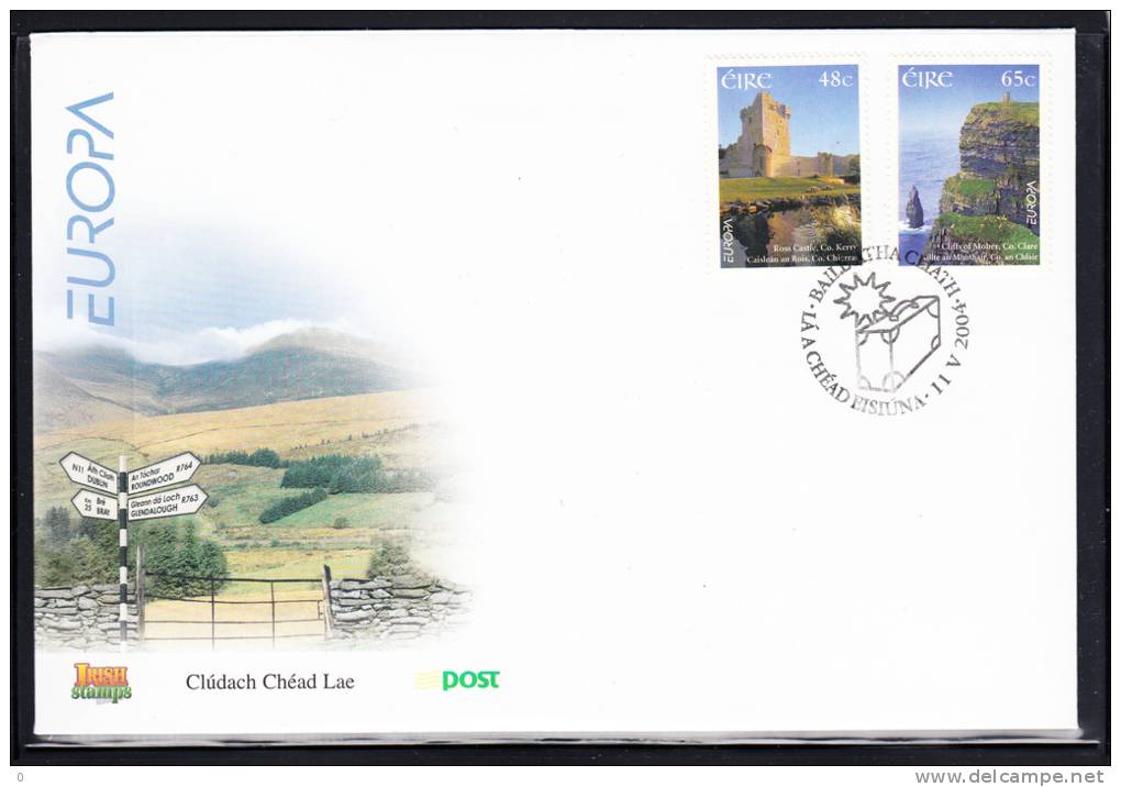 Ireland 2004 Scott #1543-1544 FDC Set Of 2 Europa - 48c Ross Castle, 65c Cliffs Of Moher - FDC