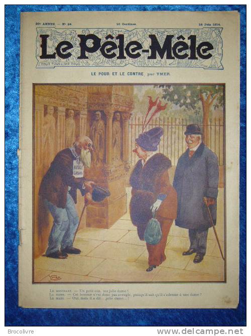 -Le Pele Mêle-14 Juin 1914-Couverture Par  Ymer-(Rabier,O´Galop,Armengol Etc....) - Autres & Non Classés