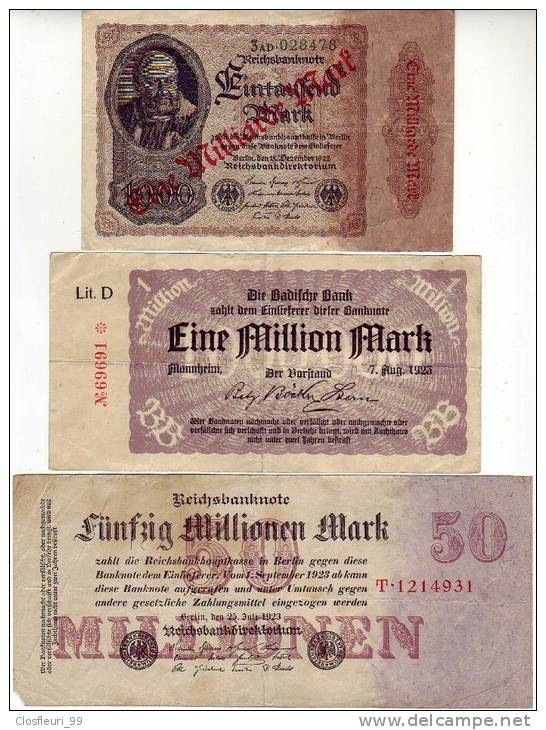 Drei Banknote, Eine Million, Eine Badische Bank Usw 1922-23 - Andere & Zonder Classificatie