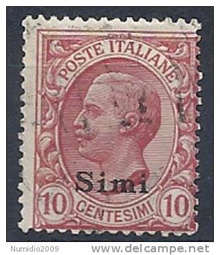 1912 EGEO SIMI USATO EFFIGIE 10 CENT - RR9440 - Ägäis (Simi)