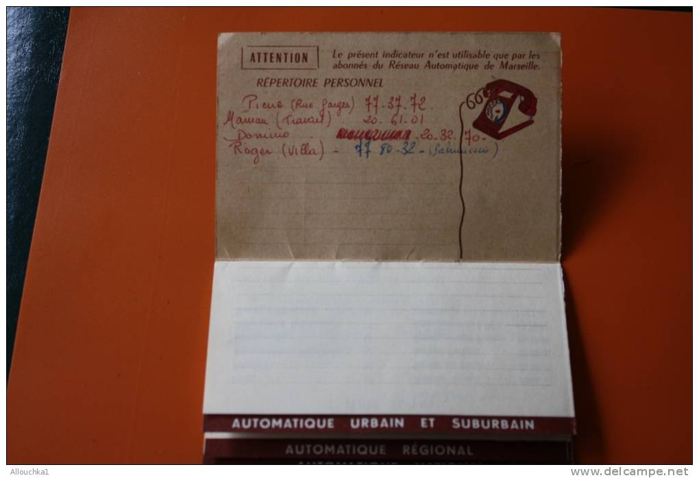 JANVIER 1961 POUR TELEPHONER DE MARSEILLE DOCUMENT DE LA POSTE AVANT SEPARATION AVEC TELECOM  REPERTOIRE AUTOMATIQUE URB - Documents Of Postal Services