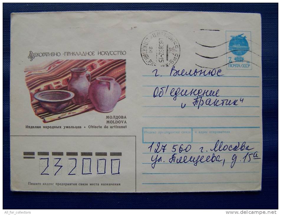 USSR, Postal Used Cover Sent From Russia Moscow To Lithuania Vilnius, Handicrafts Moldova - Cartas & Documentos