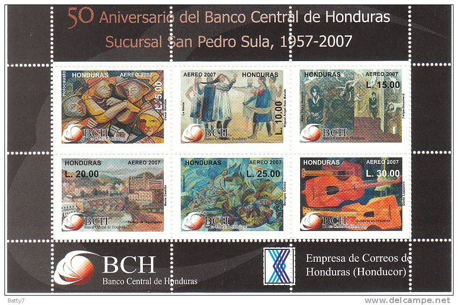 HONDURAS 2007  POSTA AEREA - 50° ANNIVERSARIO DEL BANCO CENTRAL DE HONDURAS - BF INTEGRO - Honduras