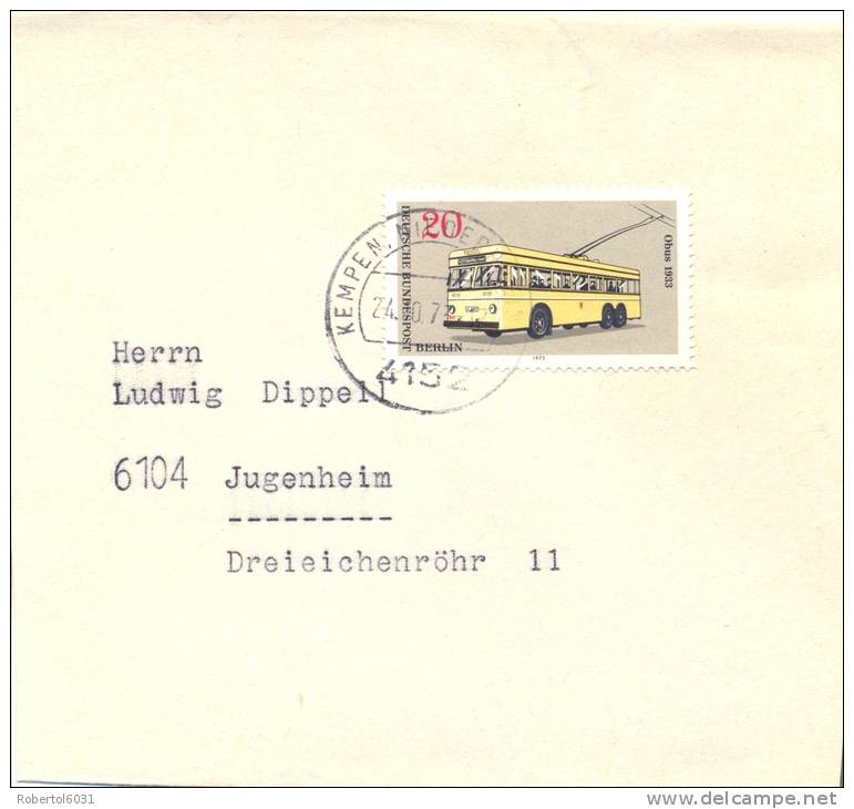 Germany Berlin 1973 Wrapper Franked With Stamp 20 Pf. Electrobus - Bus