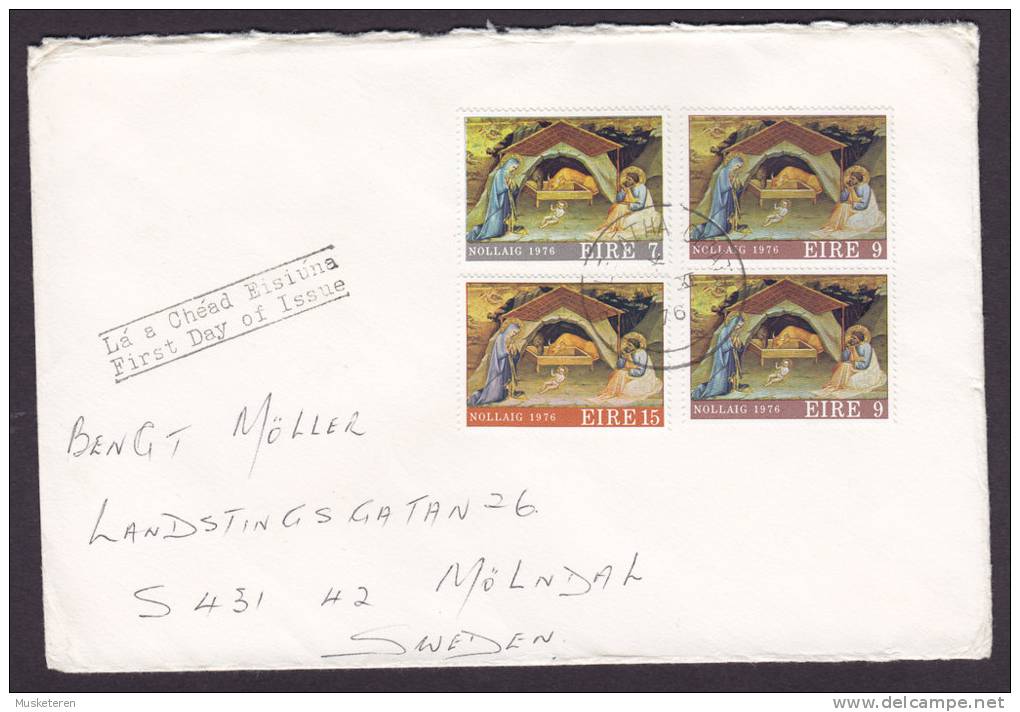 Ireland 1976 FDC Cover Weihnachten Christmas Jul Noel Natale Navidad Von Lorenzo Monaco Piero Di Giovanni - FDC