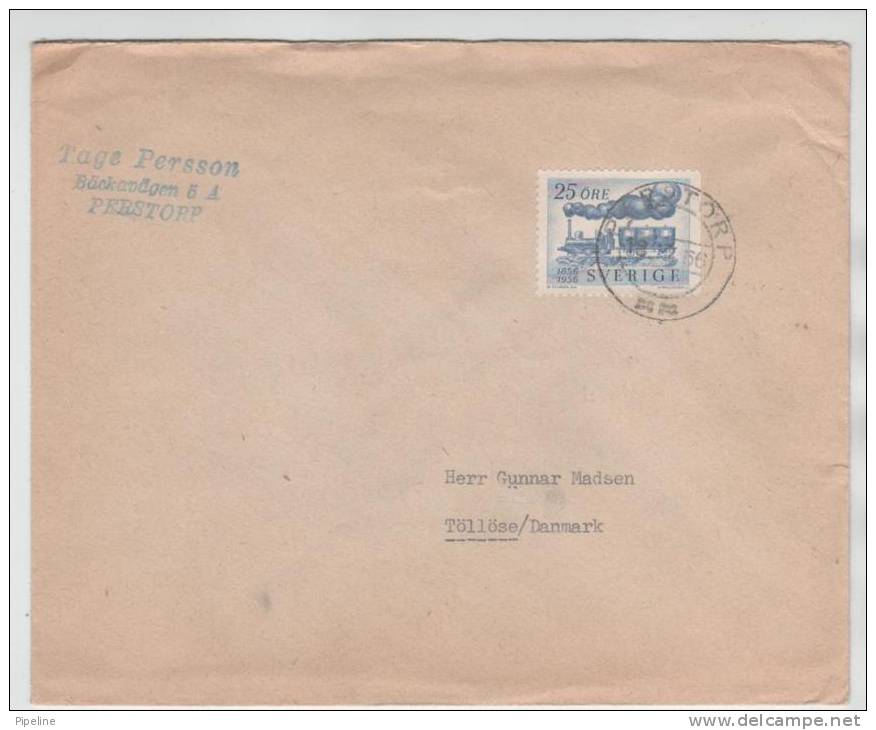 Sweden Single Stamped Cover Sent To Denmark Perstorp 18-12-1956 - Lettres & Documents