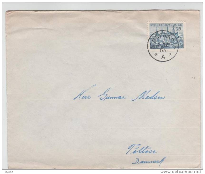 Sweden Single Stamped Cover Sent To Denmark Jonsered 4-12-1953 - Briefe U. Dokumente