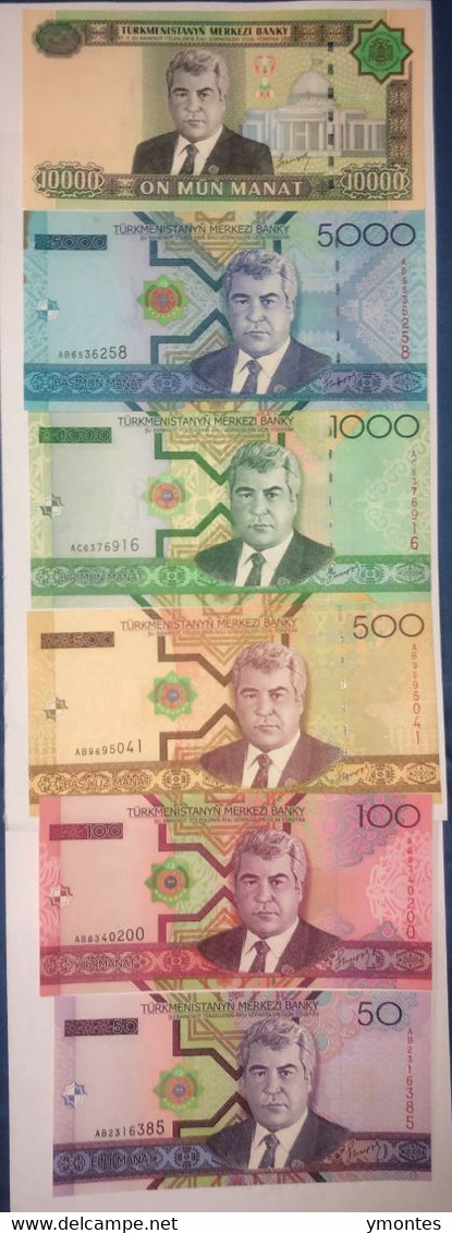 Banknotes Turkmenistan 50,100,500,1000,5000 And 10,000 Manat  (2005) - Turkménistan