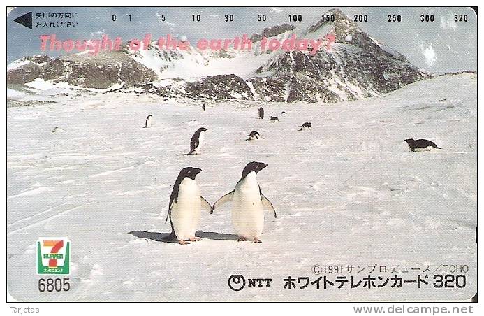 TARJETA DE JAPON DE VARIOS PINGUINOS (PENGUIN)  7 ELEVEN - Pinguini