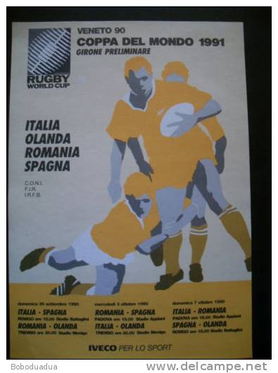 RUGBY LOCANDINA GIRONE PRELIMINARE COPPA DEL MONDO 1991 - Rugby