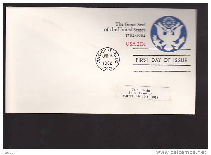 FDC The Great Seal Of The United States - 1981-1990