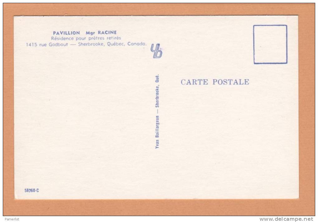 Sherbrooke Pavillon Mrg Racine ( Résidence Pour Prêtres Retirés ) Quebec Canada Postcard Carte Postale CPA - Sherbrooke