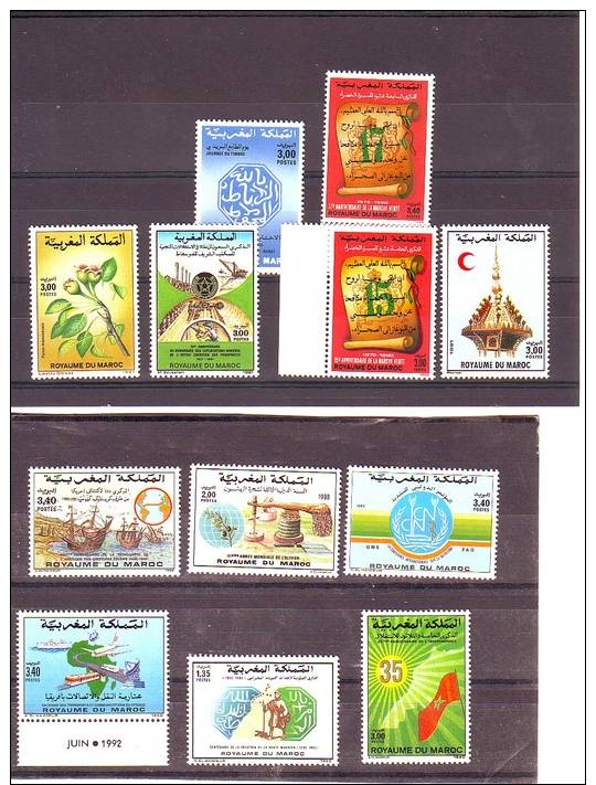 Timbres Neufs Années 1990 1991 1992 - Morocco (1956-...)
