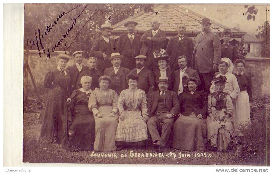 Vosges...88...Gérardmer. .Souvenir  Du 29 Juin 1909  Groupe   Carte Photo - Gerardmer