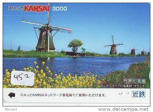 Carte Prépayée Japon * MOULIN (452) WINDMILL * PREPAID CARD * Mühle * KARTE JAPAN * MOLEN * - Landschappen