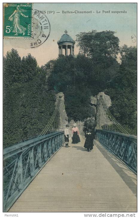 PARIS - XIXème Arrondissement - Buttes Chaumont - Le Pont Suspendu - Arrondissement: 19