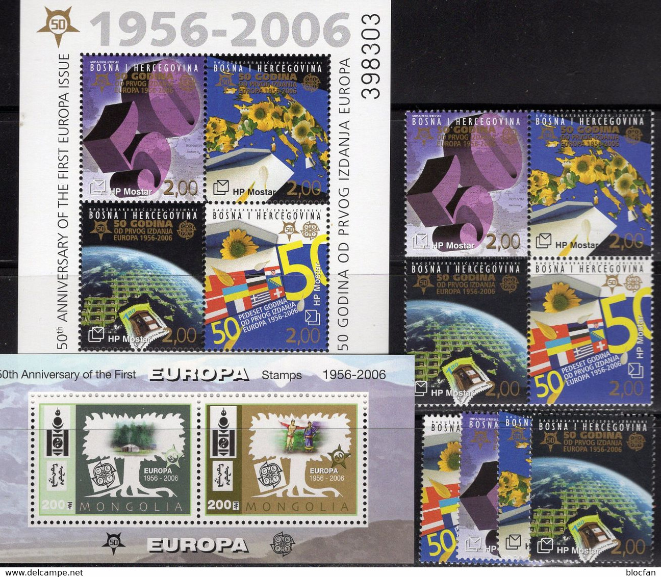 Jurten EUROPA Mongolei Block 359,Hercegovina 166/9,VB+Bl.7 ** 57€ Kinder Bloc Bloque Hoja Ss Sheet Ms 50 Years CEPT - Allemagne