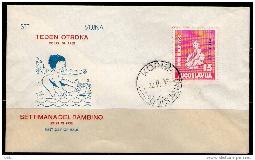 Italy Yugoslavia Slovenia Trieste Zone B 1952 Childrens Week, FDC - Altri & Non Classificati