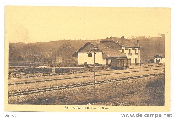 81 // MONESTIES   La Gare, Vue Intérieure, Bistre N° 62 - Monesties