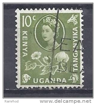 KUT 1960 Queen Elizabeth - Cotton - 10c. Green FU - Kenya, Ouganda & Tanganyika