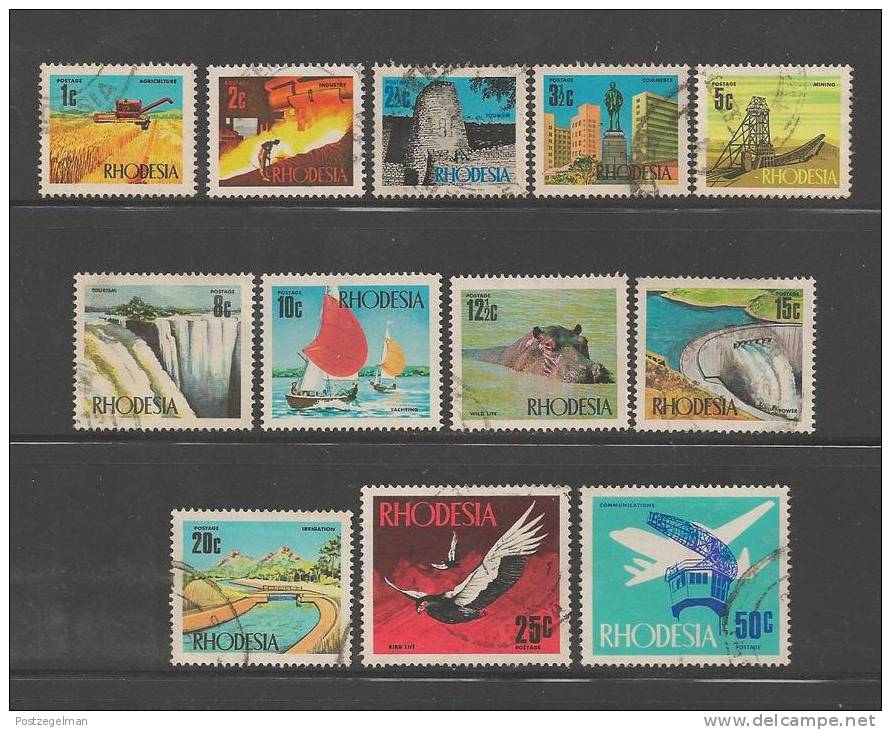 RHODESIA 1970 Used Stamp(s) Definitives 88-101 #269 12 Values Only Thus Not Complete - Rhodesien (1964-1980)