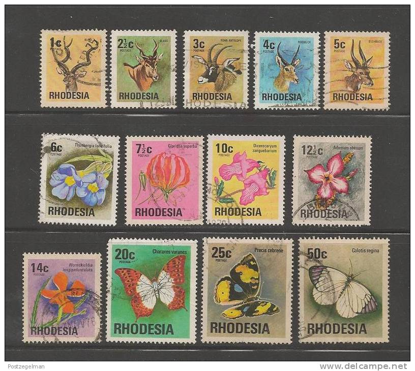 RHODESIA 1974 13 Laagste Waarden Zegels Used  140=152 # 452 (Not Complete) - Rhodesia (1964-1980)