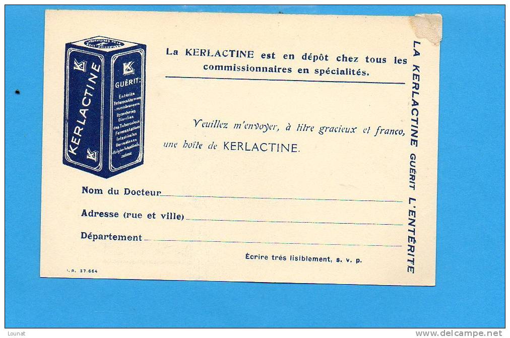 Publicité -Santé - Laboratoires De La KERLACTINE - 71, Avenue De Saxe - LYON - Health