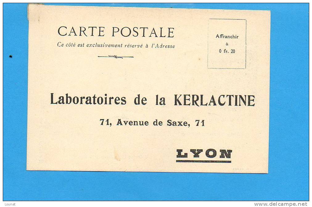 Publicité -Santé - Laboratoires De La KERLACTINE - 71, Avenue De Saxe - LYON - Salud