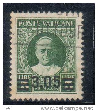 Vaticano - 1934 - Serie "Provvisoria" - L. 3,05 Su L. 5,00 Verde - Prima Tiratura - Oblitérés