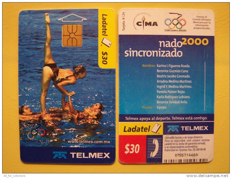 Mexico Chip Phone Card Telmex Ladatel, Synchro Swimming, Sincronizado, Sport, Olympic Rings, - Mexique