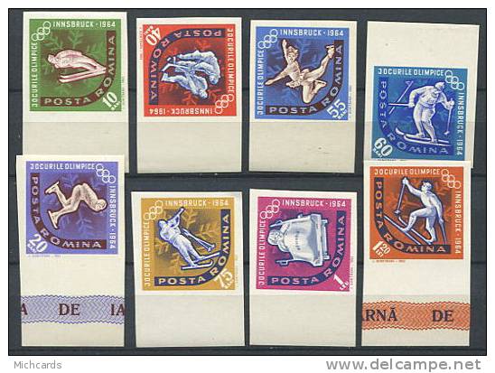 ROUMANIE 1964 - Jeux Olympiques Innsbruck (Patinage Hockey Ski ..) Serie Neuve Non Dentele Sans Charniere (Yvert 1984/91 - Unused Stamps