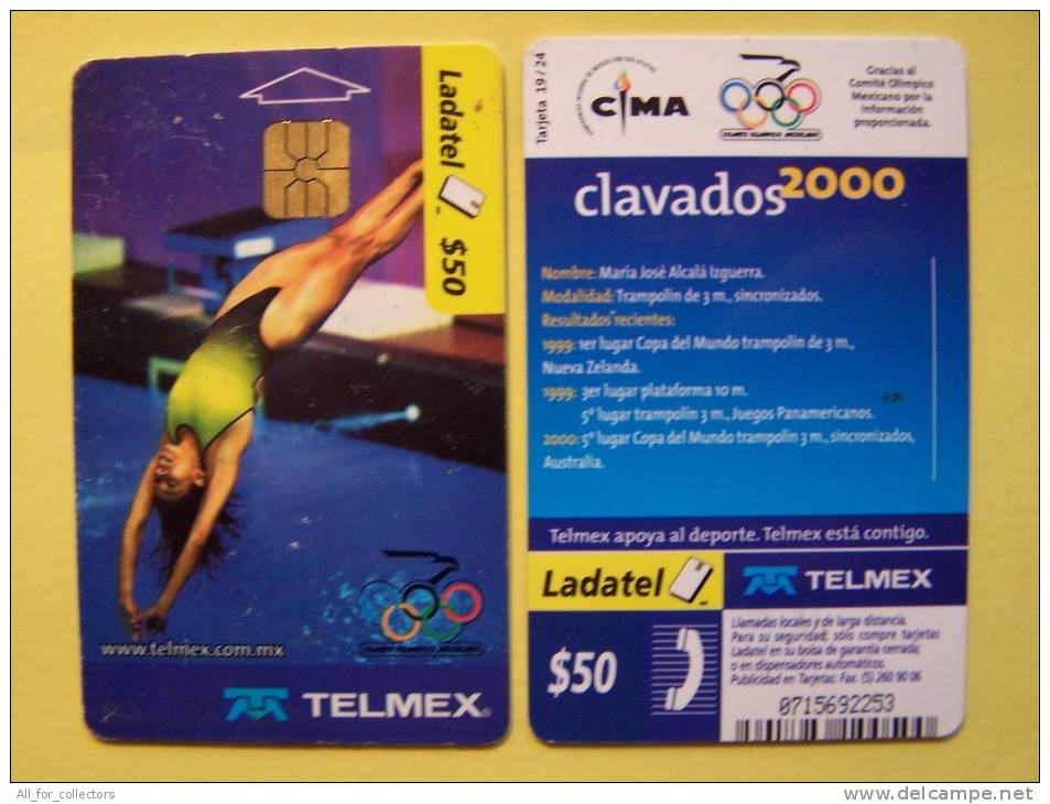 Mexico Chip Phone Card Telmex Ladatel, Diving, Clavados, Sport, Olympic Rings, - Mexiko