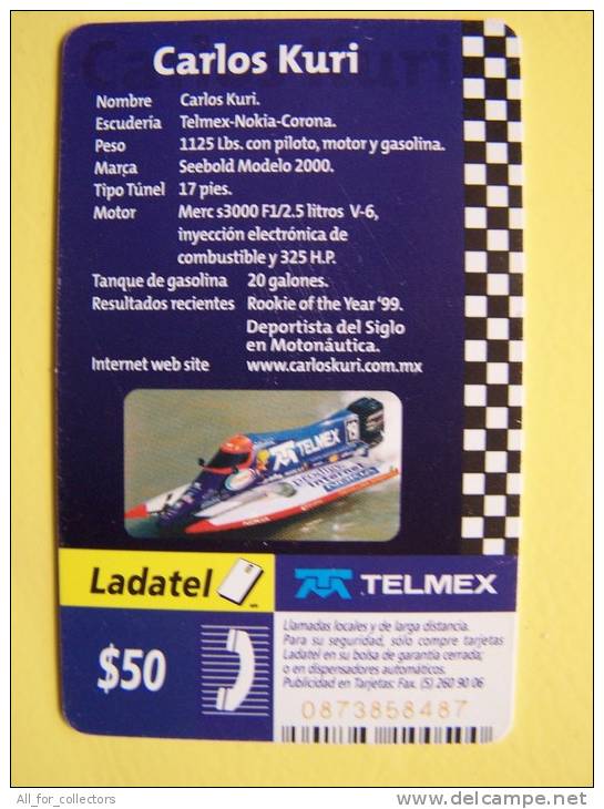 Mexico Chip Phone Card Telmex Ladatel, Motor Boat, Carlos Kuri - Mexique