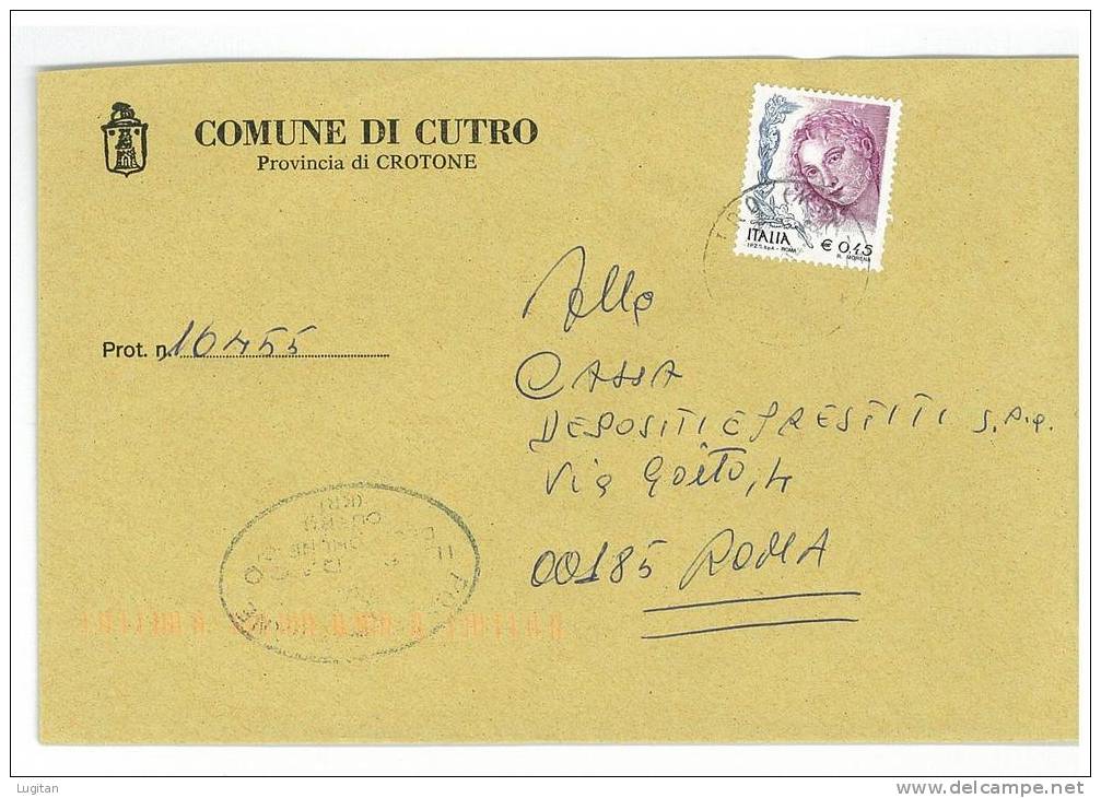 CUTRO  88842 PROV. CROTONE - KR -  LS -  ANNO 2002 - CALABRIA - TEMATICA COMUNI D'ITALIA - STORIA POSTALE - Macchine Per Obliterare (EMA)